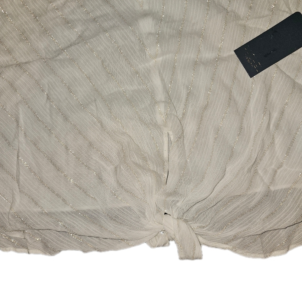 RACHEL Rachel Roy Womens Metallic Tie Front Blouse, White, Size M - Picture 4 of 5